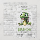 Dinosaur Birthday Party Invitation Kaart (Voorkant / Achterkant)