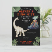Dinosaur Birthday Party Invitation Kaart (Staand voorkant)