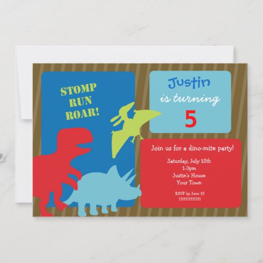 Dinosaur Birthday Party Invitations Kaart (Voorkant)