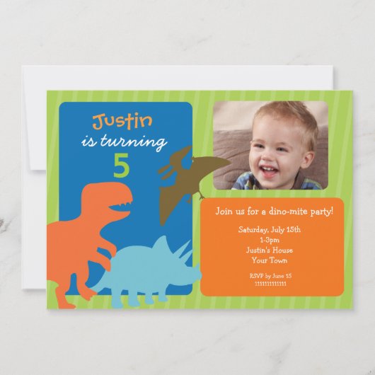 Dinosaur Birthday Party Invitations Kaart (Voorkant)