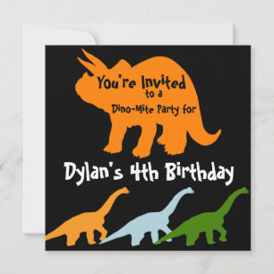 Dinosaur Birthday Party Invitations Oranje Black Kaart