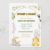 Dinosaur Birthday Party Invite Kaart (Voorkant / Achterkant)