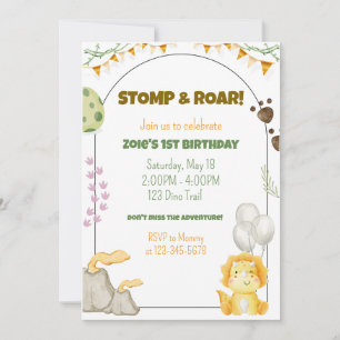 Dinosaur Birthday Party Invite Kaart