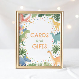 Dinosaur Birthday Party Kaarten and Gifts Sign Poster