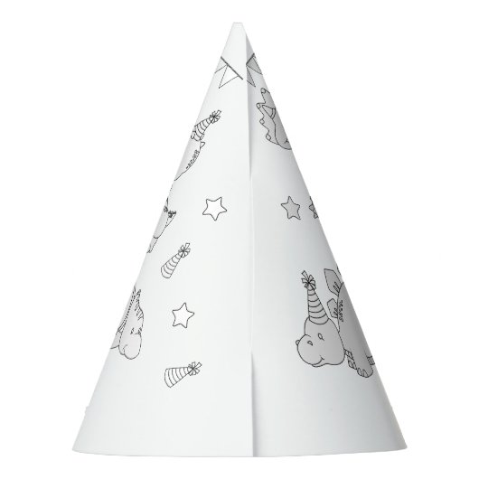 Dinosaur Birthday Party - Kleur uw eigen Pet Feesthoedjes (Achterkant)