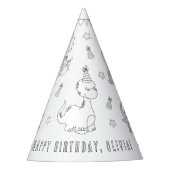 Dinosaur Birthday Party - Kleur uw eigen Pet Feesthoedjes (Voorkant)