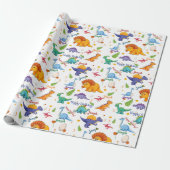 Dinosaur Birthday Party Personaliseert naam Leefti Cadeaupapier (Uitgerold)