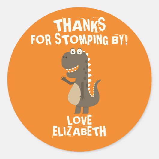 Dinosaur Birthday Party Ronde Sticker (Voorkant)