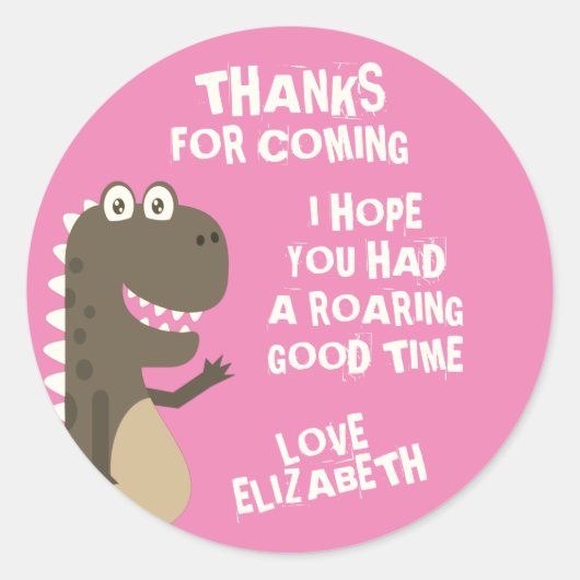 Dinosaur Birthday Party Ronde Sticker (Voorkant)