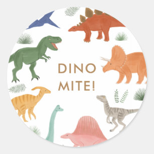 Dinosaur Birthday Party Ronde Sticker