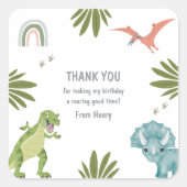 Dinosaur Birthday Party Vierkante Sticker (Voorkant)