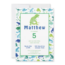 Dinosaur Birthday Party Waterverf Kinder uitnodigi