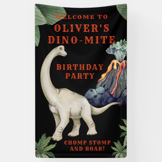 Dinosaur Birthday Party Welkom Spandoek (Verticaal)