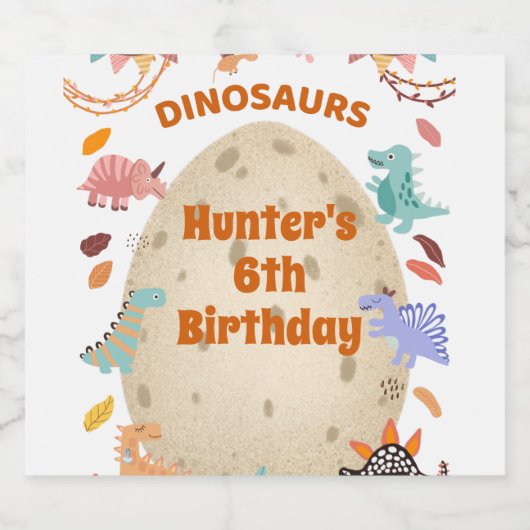 Dinosaur Birthday Party with Giant Dino Egg Bier Etiket (Enkel label)