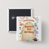 Dinosaur Birthday Party with Giant Dino Egg Vierkante Button 5,1 Cm (Voorkant /achterkant)