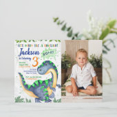 Dinosaur Birthday Photo Invitation for a Boy (Debout devant)