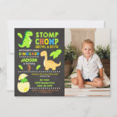 Dinosaur Birthday Photo Invitation for a Boy (Devant)