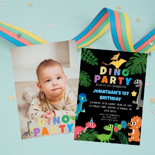 Dinosaur Birthday Simple First Birthday Baby Foto Kaart