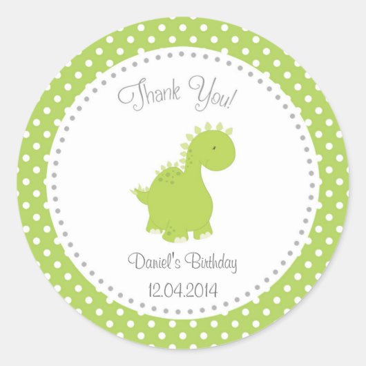 Dinosaur Birthday Sticker (Voorkant)