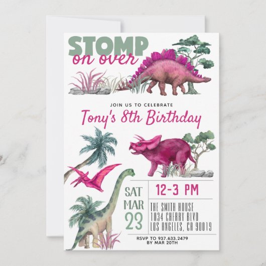 Dinosaur Birthday Uitnodiging (Voorkant)