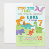 Dinosaur Birthday Uitnodiging (Voorkant / Achterkant)