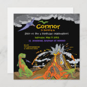 Dinosaur Birthday Uitnodiging (Voorkant / Achterkant)