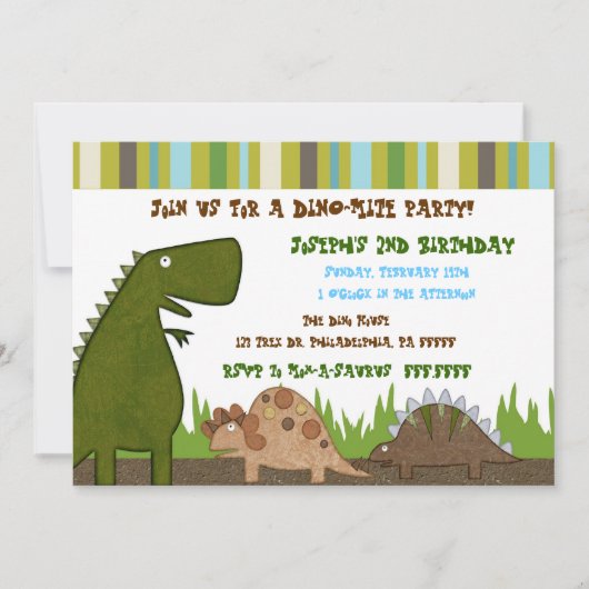 Dinosaur Birthday Uitnodiging (Voorkant)