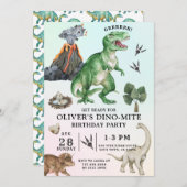 Dinosaur Birthday Uitnodiging (Voorkant / Achterkant)