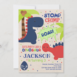 Dinosaur Birthday Uitnodiging voor een jongen