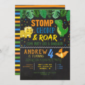 Dinosaur Birthday Uitnodiging voor jongens (Voorkant / Achterkant)