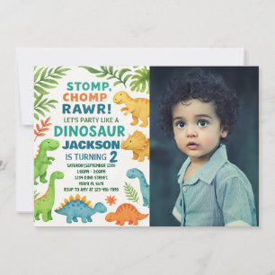 Dinosaur Birthday Uitnodigingen met foto