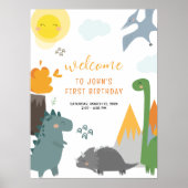 Dinosaur Birthday Welcome Sign Poster (Voorkant)