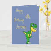 Dinosaur Blue Cute Boys Age Birthday Kaart (Gele Bloem)