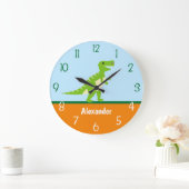 Dinosaur Blue Green Oranje Wall Clock Grote Klok (Huis)