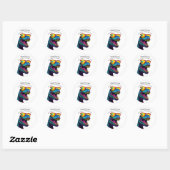 Dinosaur Blue Happy Birthday Bedankt Ronde Sticker (Vel)