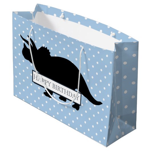 Dinosaur Blue Poker Pattern Large Boy Bag Groot Cadeauzakje (Achterkant Gekanteld)