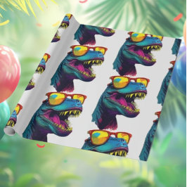Dinosaur Blue T Rex Jurassic Cool Cadeaupapier
