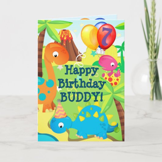 Dinosaur Bonne Carte d'Anniversaire Personnaliser (Devant)