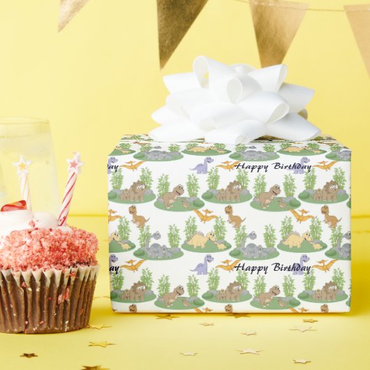 Dinosaur Boom van Cute Kinderen Birthday Cadeaupapier (Verjaardagsfeest)