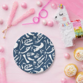 Dinosaur-Botten (blauw) Papieren Bordje (Feest)