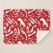 Dinosaur-Botten (rood) Sherpa Deken (Voorkant (horizontaal))