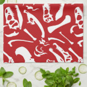 Dinosaur-Botten (rood) Theedoek (Gevouwen)