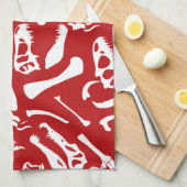 Dinosaur-Botten (rood) Theedoek (Quarter Fold)