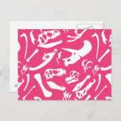 Dinosaur-Botten (roze) Briefkaart (Voorkant / Achterkant)