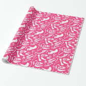 Dinosaur-Botten (roze) Cadeaupapier (Uitgerold)