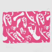 Dinosaur-Botten (roze) Golfhanddoek (Horizontaal)