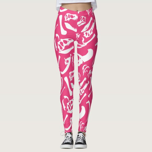 Dinosaur-Botten (roze) Leggings (Voorkant)