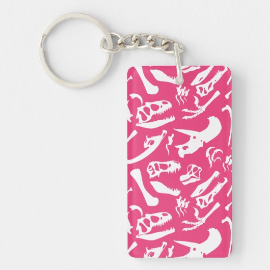 Dinosaur-Botten (roze) Sleutelhanger (Voorkant)