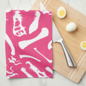 Dinosaur-Botten (roze) Theedoek (Quarter Fold)