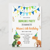 Dinosaur Bowling invitation anniversaire (Devant)